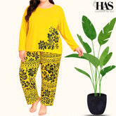 Mix Printed Nightwear Set with Flower Printed Trousers – Women's Lounge Wear Clothing By Has